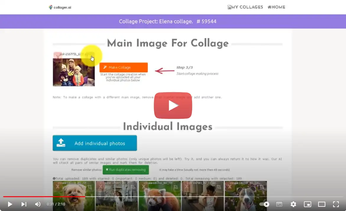Short video tutorial about AI collage maker
